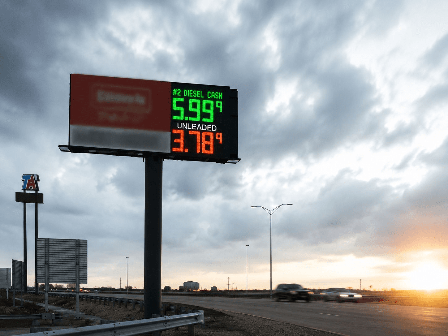 Diesel fuel pump at a New Jersey truck stop — higher fuel prices across the supply chain